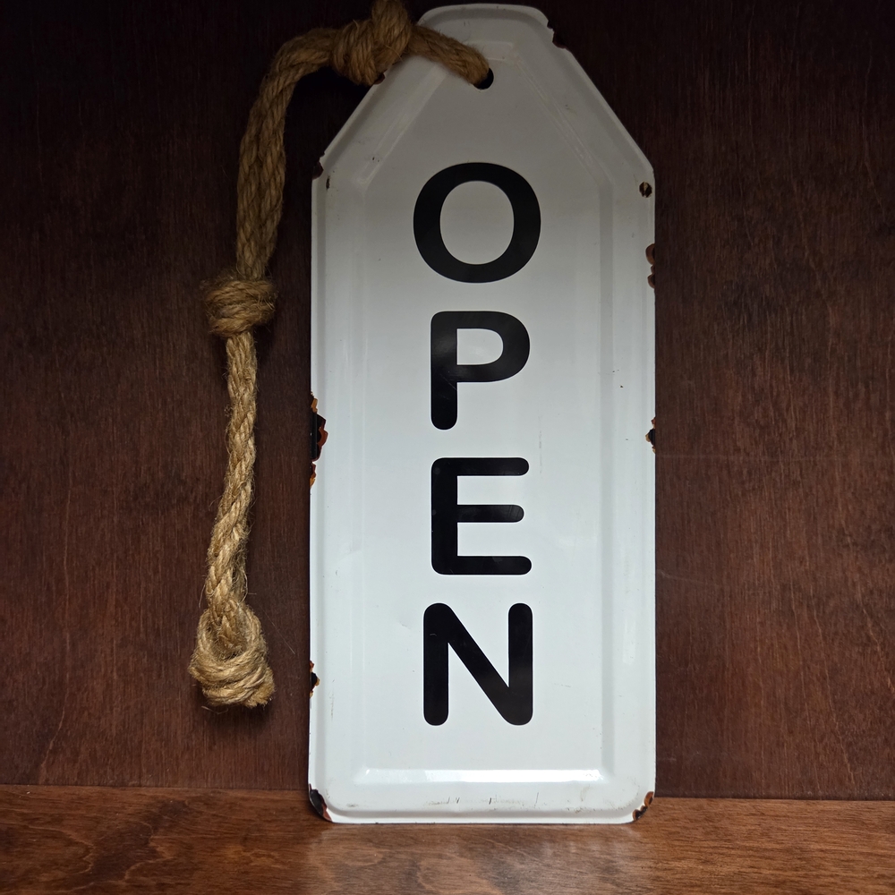 Vintage Style Open Sign with Rope
